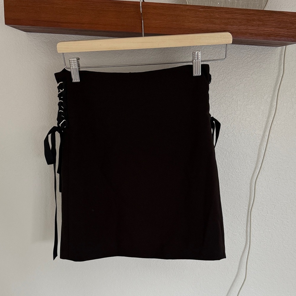 Black Lace-Up Side Mini Skirt - Women